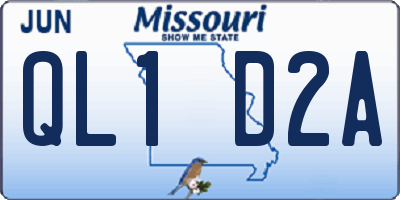 MO license plate QL1D2A