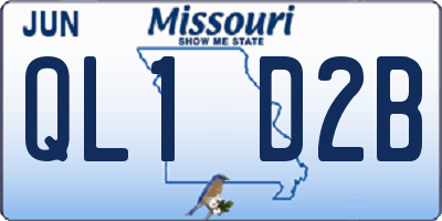 MO license plate QL1D2B