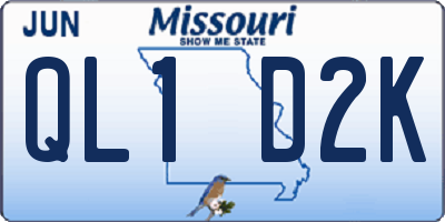MO license plate QL1D2K