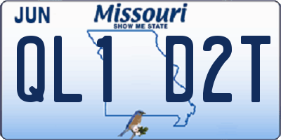 MO license plate QL1D2T