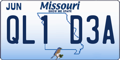 MO license plate QL1D3A