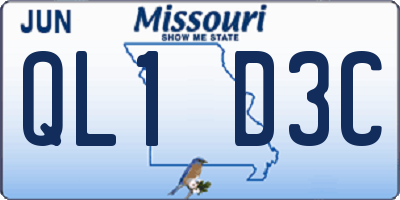 MO license plate QL1D3C