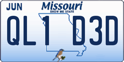 MO license plate QL1D3D