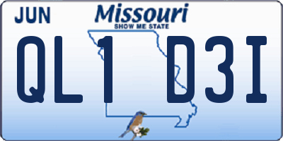 MO license plate QL1D3I