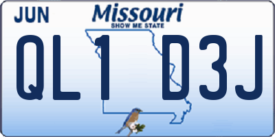 MO license plate QL1D3J