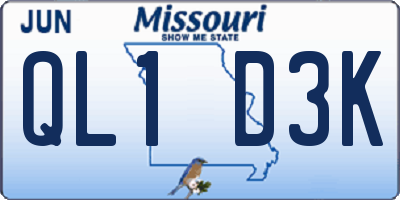 MO license plate QL1D3K