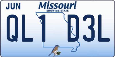 MO license plate QL1D3L