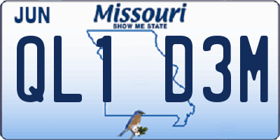 MO license plate QL1D3M