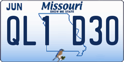 MO license plate QL1D3O