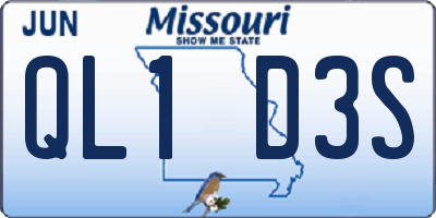 MO license plate QL1D3S