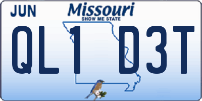 MO license plate QL1D3T