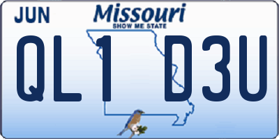 MO license plate QL1D3U