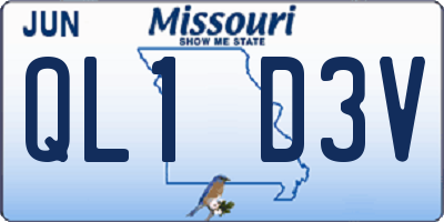 MO license plate QL1D3V