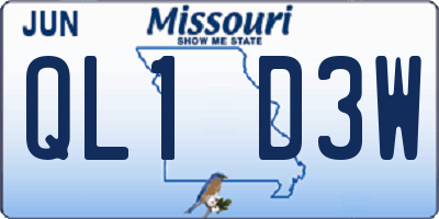 MO license plate QL1D3W