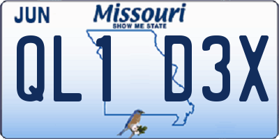 MO license plate QL1D3X