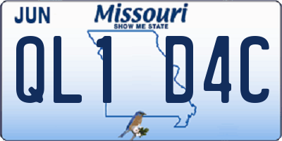 MO license plate QL1D4C