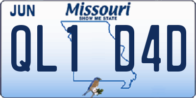 MO license plate QL1D4D
