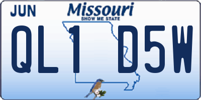 MO license plate QL1D5W