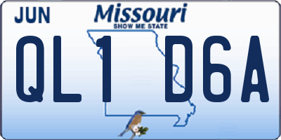 MO license plate QL1D6A