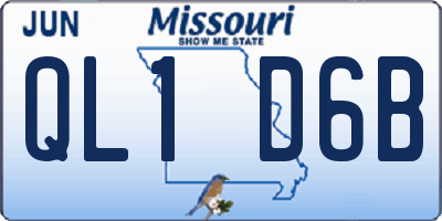MO license plate QL1D6B