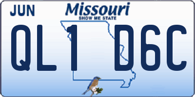 MO license plate QL1D6C