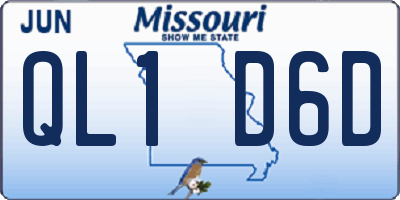 MO license plate QL1D6D
