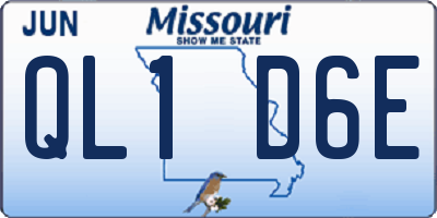 MO license plate QL1D6E