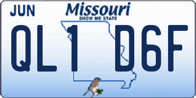 MO license plate QL1D6F