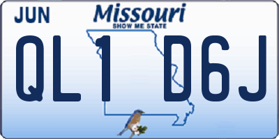MO license plate QL1D6J