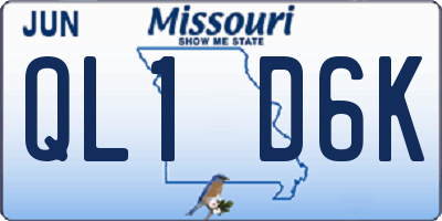 MO license plate QL1D6K