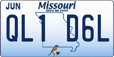 MO license plate QL1D6L
