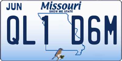 MO license plate QL1D6M