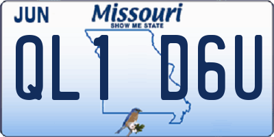 MO license plate QL1D6U