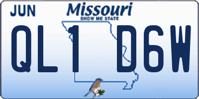 MO license plate QL1D6W