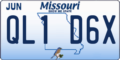 MO license plate QL1D6X