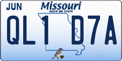 MO license plate QL1D7A