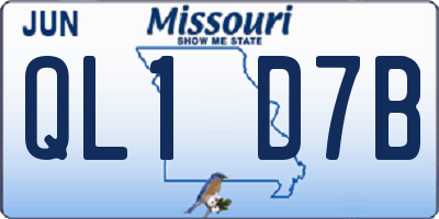 MO license plate QL1D7B