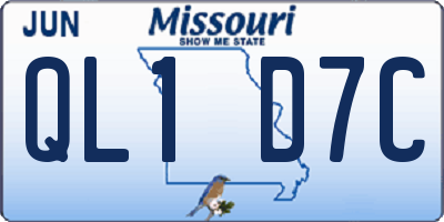 MO license plate QL1D7C