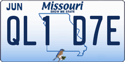 MO license plate QL1D7E