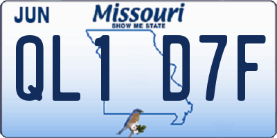 MO license plate QL1D7F
