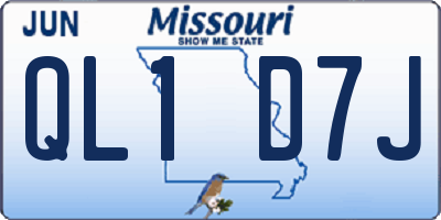 MO license plate QL1D7J