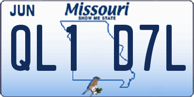 MO license plate QL1D7L
