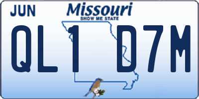 MO license plate QL1D7M