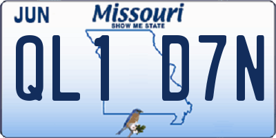 MO license plate QL1D7N