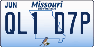 MO license plate QL1D7P