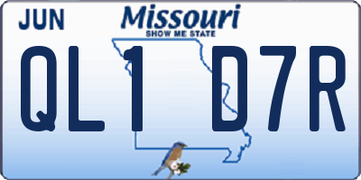 MO license plate QL1D7R