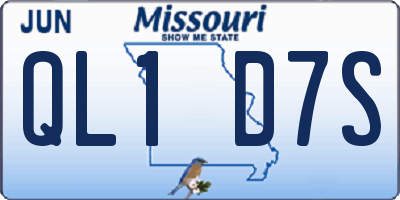 MO license plate QL1D7S