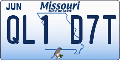 MO license plate QL1D7T