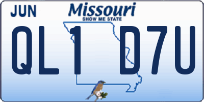 MO license plate QL1D7U