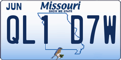 MO license plate QL1D7W